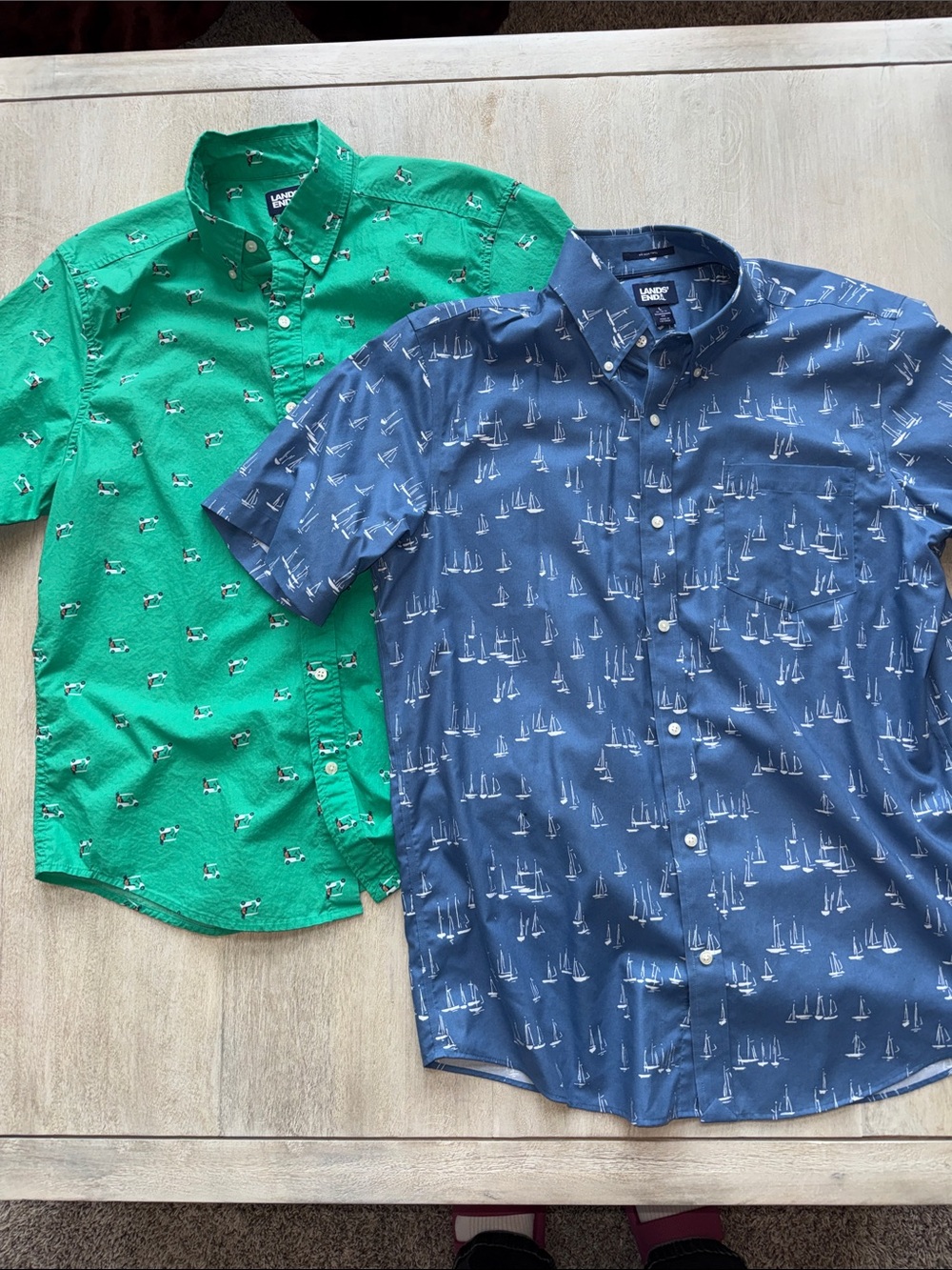 Lands End lot of 2 cotton button ups L